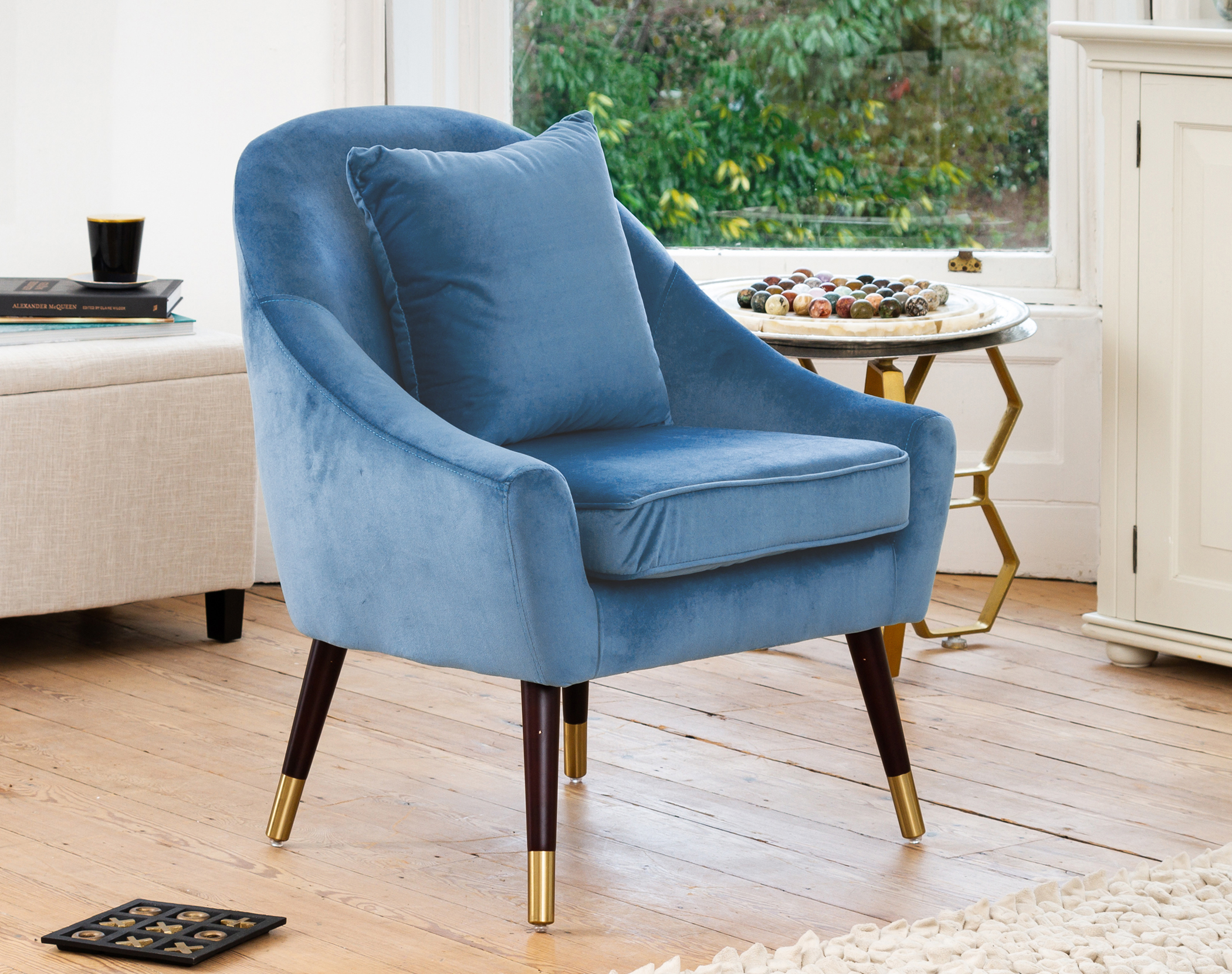 Blue and deals grey accent chair